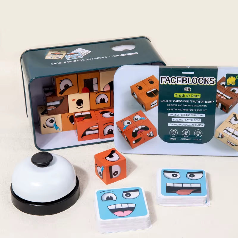 Wooden Face Changing Cube Puzzle Toy for Kids