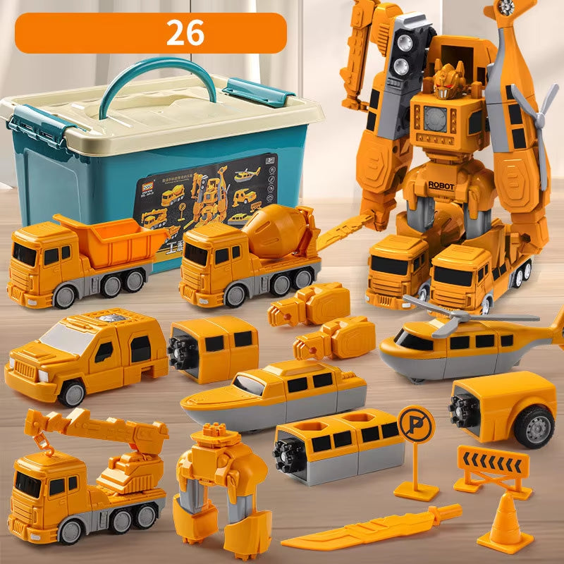 Magnetic Transforming Engineering Car Toys for Kids | Assembled Magnetic Fun