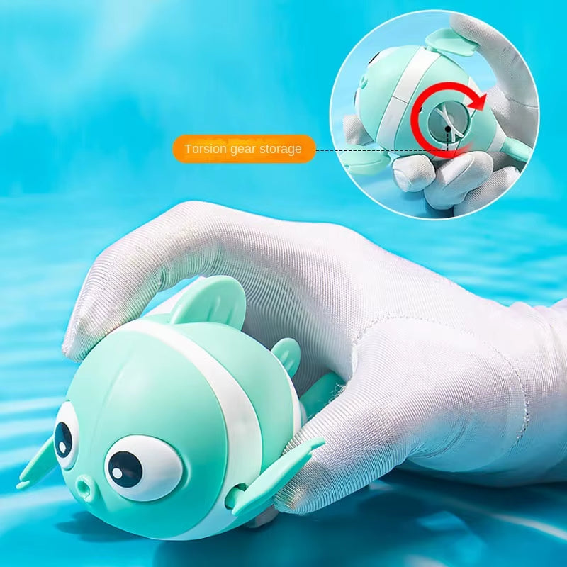 Cute Wind-up Baby Bath Toy, Cartoon Fish, Floating Water Game