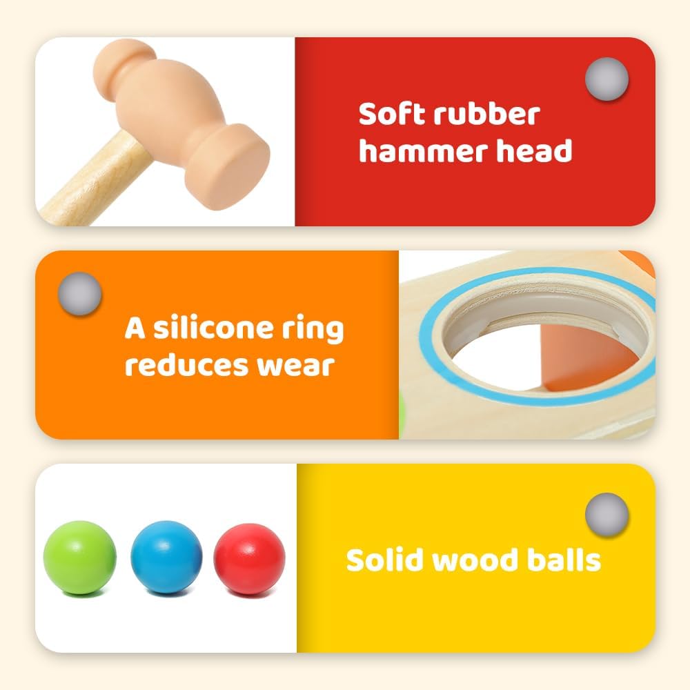Durable Wooden Musical Pounding Toy for Toddlers