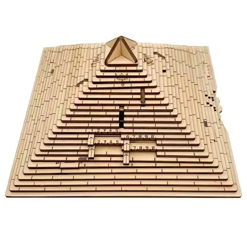 Quest Pyramid Puzzle Box with Hidden Compartment 3D Wooden Brain Teaser