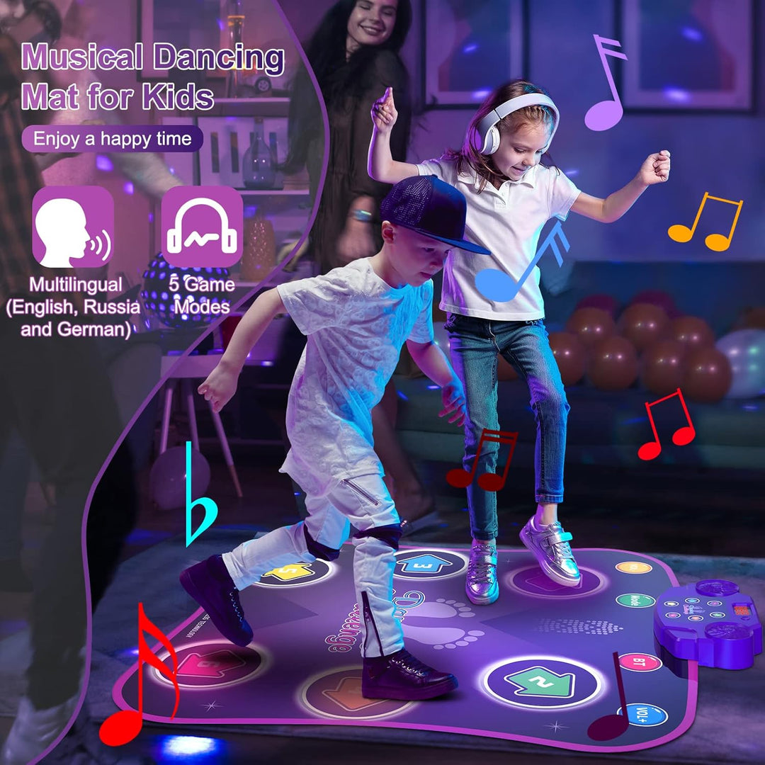 Dance Mat Toys for 3-12 Year Old Kids, Electronic Dance Pad with Light-Up
