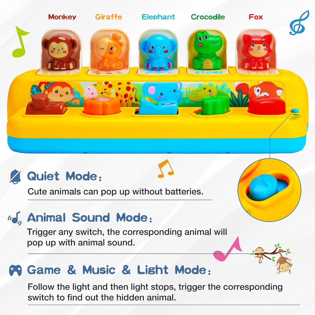 Interactive Pop up Animal Toys with Music & Light