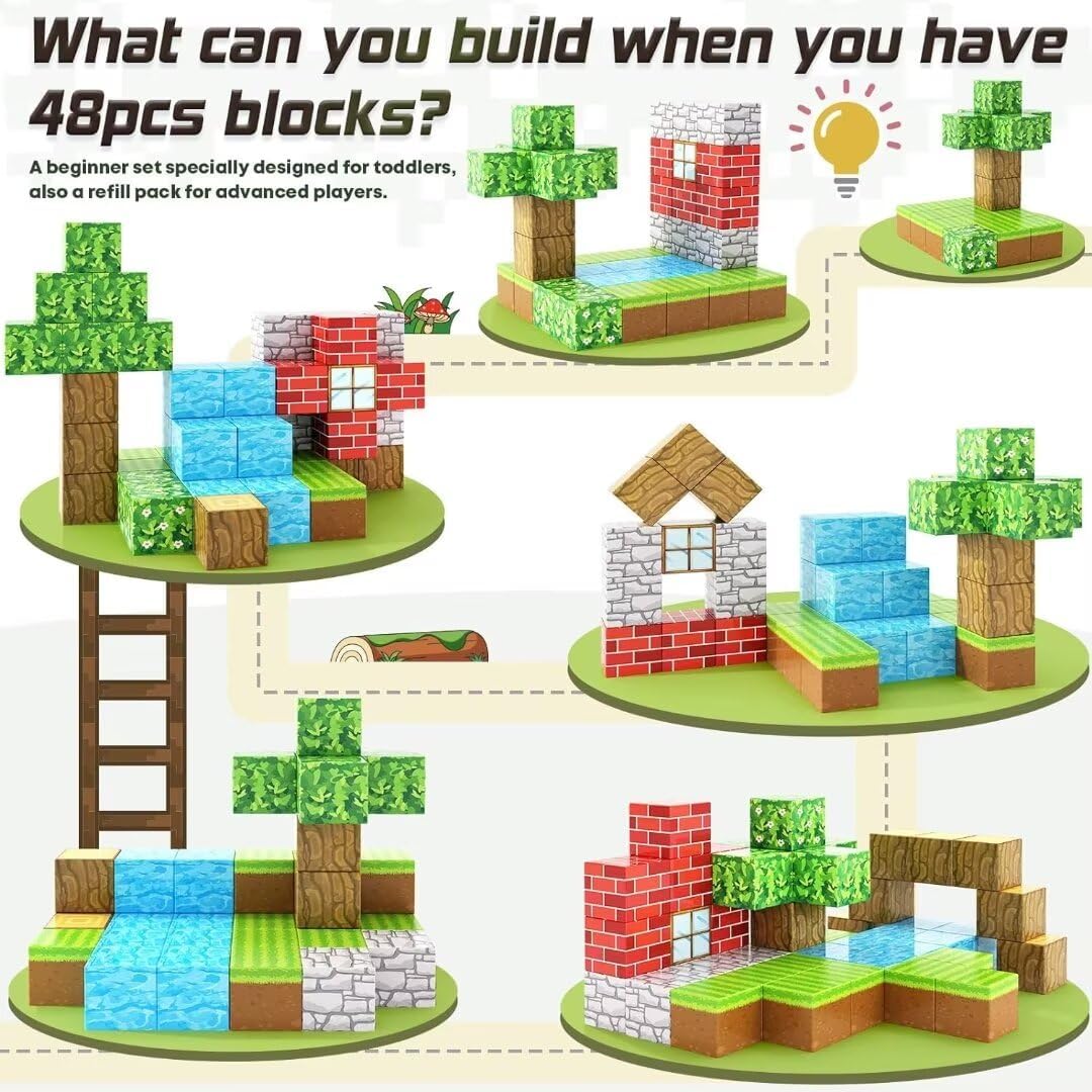 Magnetic Blocks-Build Mine Magnet World Edition, Magnetic Toys for Boys & Girls