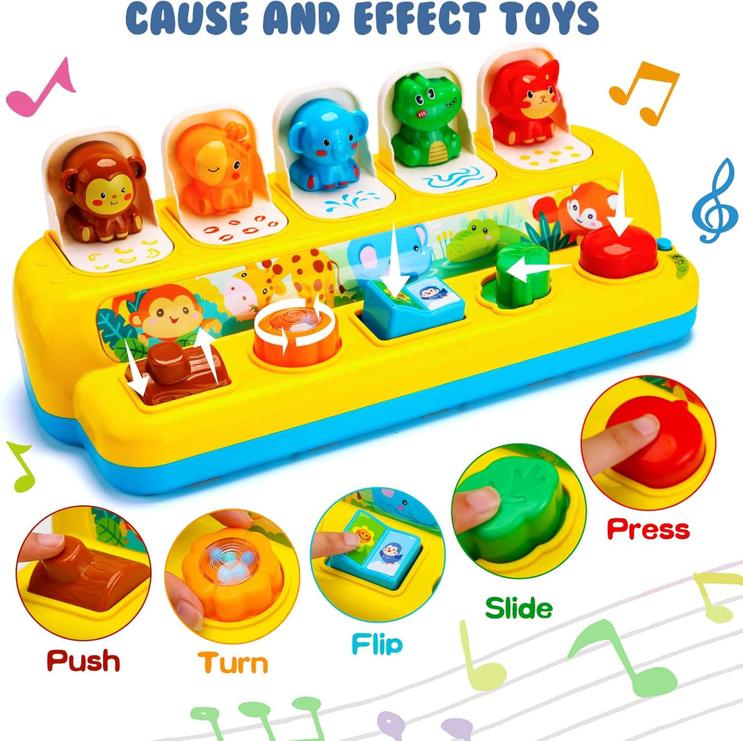 Interactive Pop up Animal Toys with Music & Light