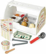 Load image into Gallery viewer, Wooden Scoop and Serve Ice Cream Counter (28 Pcs) Play Food and Accessories
