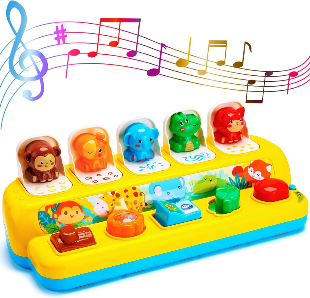 Interactive Pop up Animal Toys with Music & Light