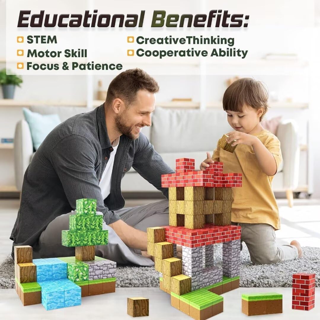 Magnetic Blocks-Build Mine Magnet World Edition, Magnetic Toys for Boys & Girls