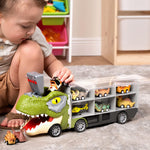 Load image into Gallery viewer, 13 in 1 Dinosaur Toys for Kids 3-5, Dinosaur Truck with 12 Pull Back Cars
