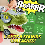 Load image into Gallery viewer, 13 in 1 Dinosaur Toys for Kids 3-5, Dinosaur Truck with 12 Pull Back Cars
