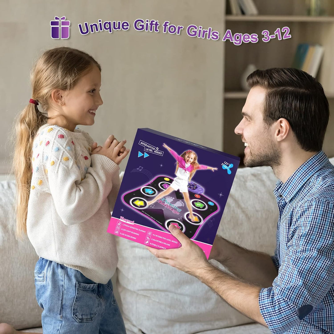 Dance Mat Toys for 3-12 Year Old Kids, Electronic Dance Pad with Light-Up