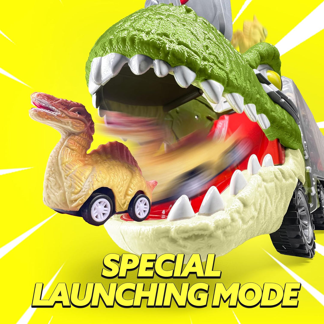 13 in 1 Dinosaur Toys for Kids 3-5, Dinosaur Truck with 12 Pull Back Cars