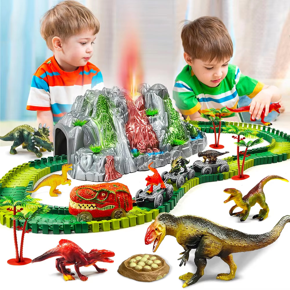 Dinosaur Toys for Kids Volcano, Climbing Track, Train Set