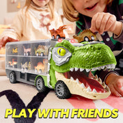 13 in 1 Dinosaur Toys for Kids 3-5, Dinosaur Truck with 12 Pull Back Cars