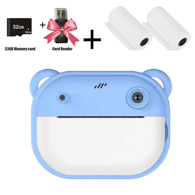 Kids Digital Instant Print Camera | Thermal Photo & Video + 32GB Memory Card