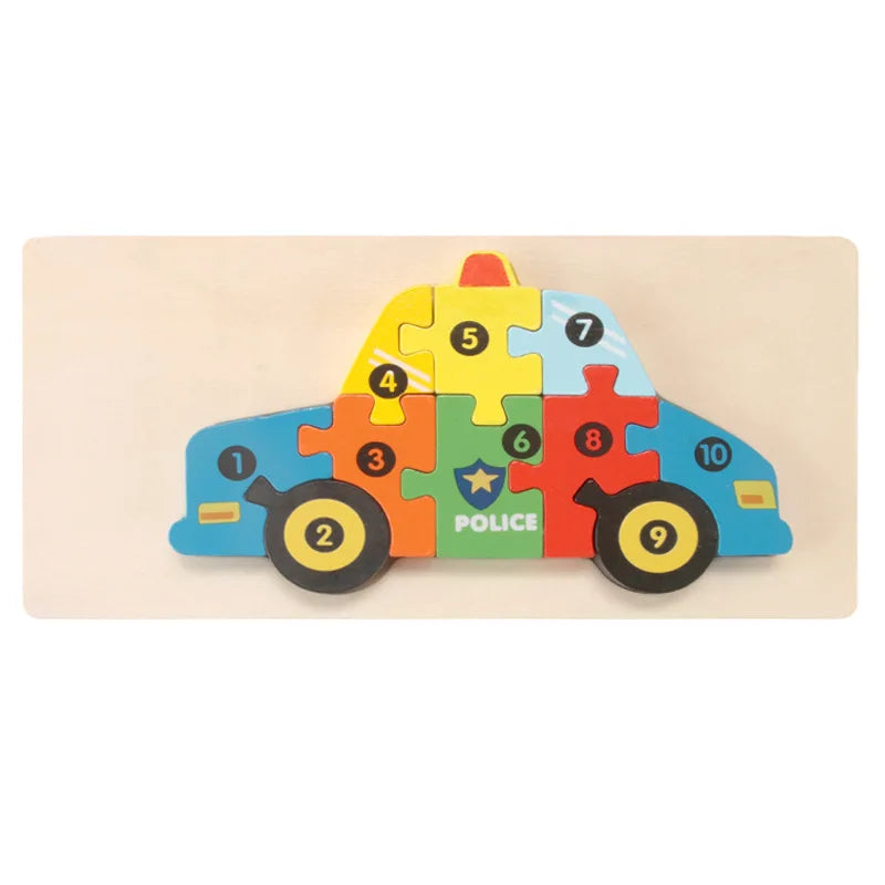 3D Montessori Wooden Dinosaur Puzzle Colorful Educational Toy