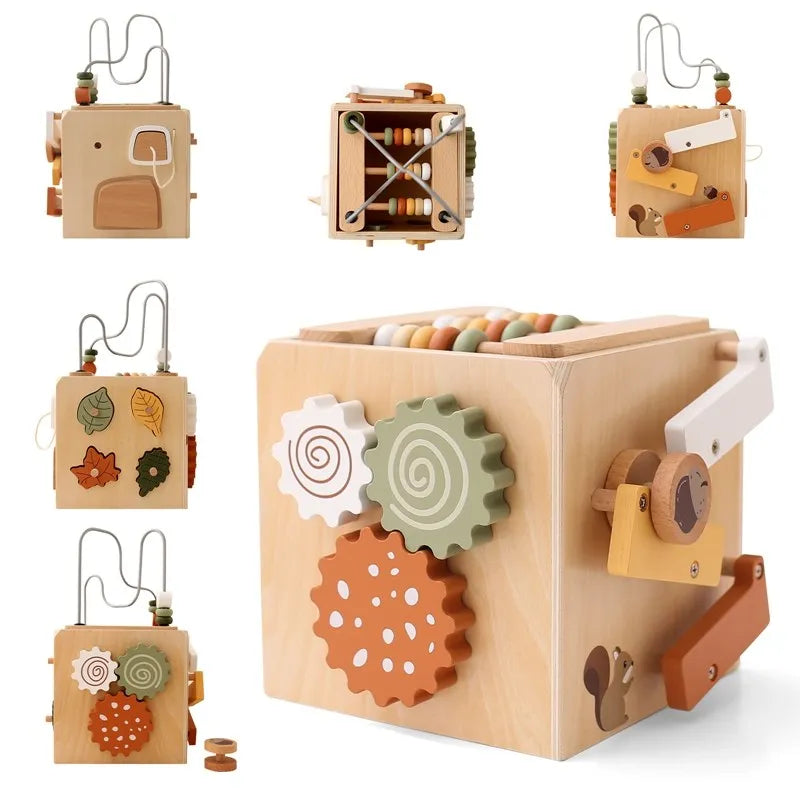 5-In-1 Wooden Activity Cube Game Center Bead Maze
