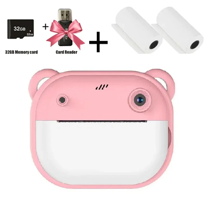 Kids Digital Instant Print Camera | Thermal Photo & Video + 32GB Memory Card