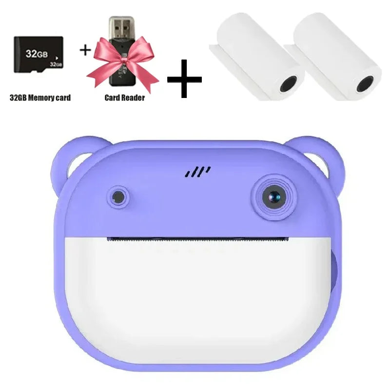 Kids Digital Instant Print Camera | Thermal Photo & Video + 32GB Memory Card
