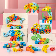 3D Montessori Wooden Dinosaur Puzzle Colorful Educational Toy