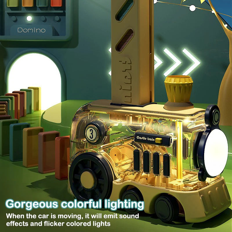 Kids Electric Domino Train Set Automatic Laying Colorful Domino Train