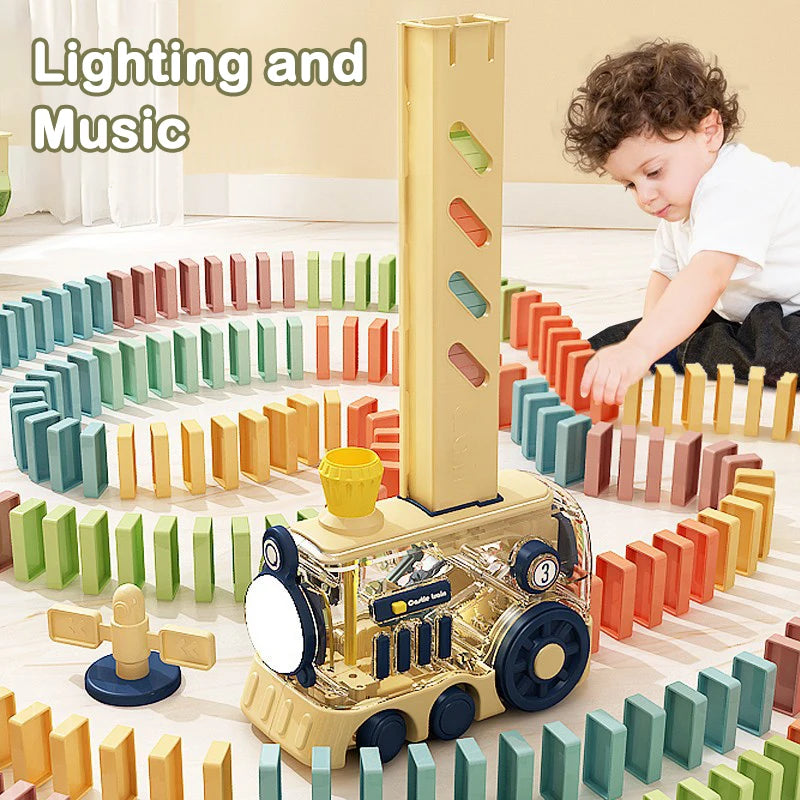 Kids Electric Domino Train Set Automatic Laying Colorful Domino Train