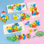 Load image into Gallery viewer, 3D Montessori Wooden Dinosaur Puzzle Colorful Educational Toy
