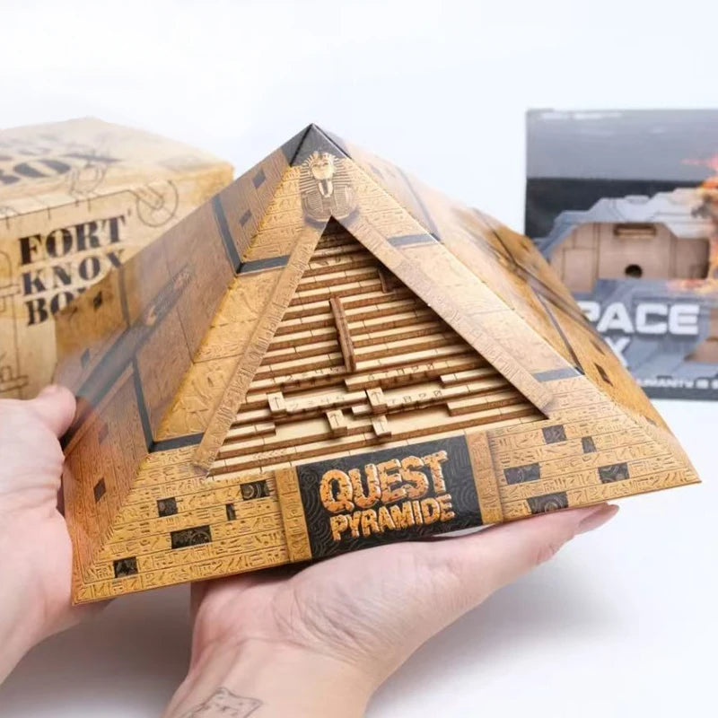Quest Pyramid Puzzle Box with Hidden Compartment 3D Wooden Brain Teaser