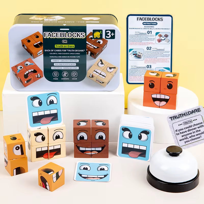 Wooden Face Changing Cube Puzzle Toy for Kids