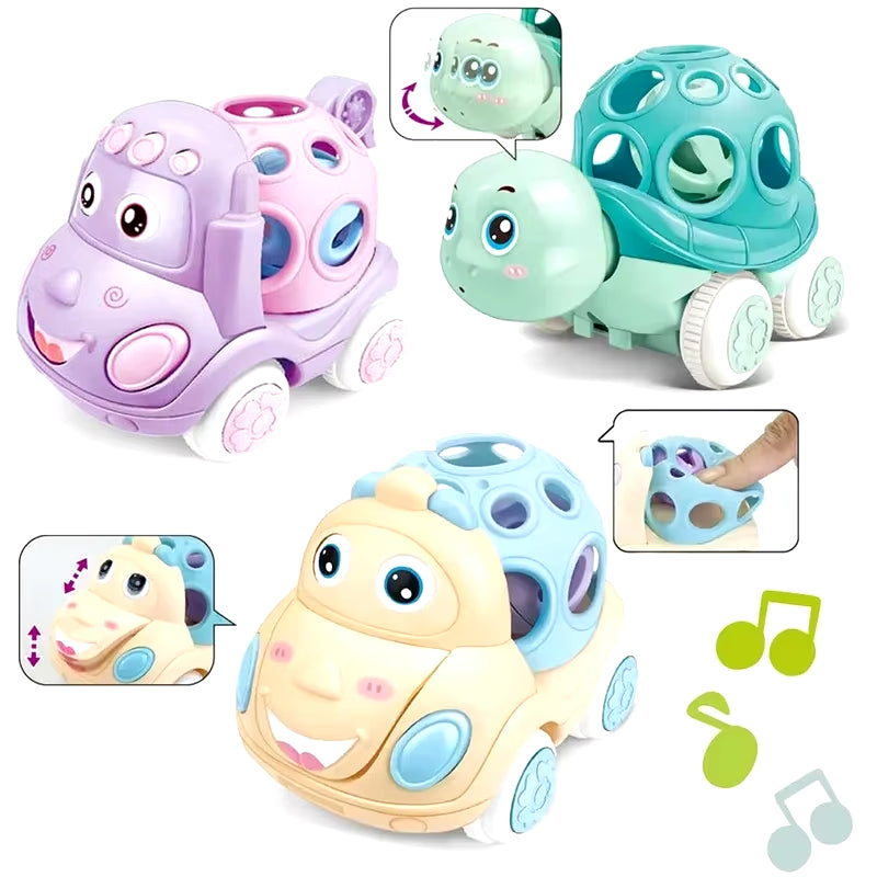Soft Rubber Push & Go Car Toy for 6-12 Month Infants, Friction Truck