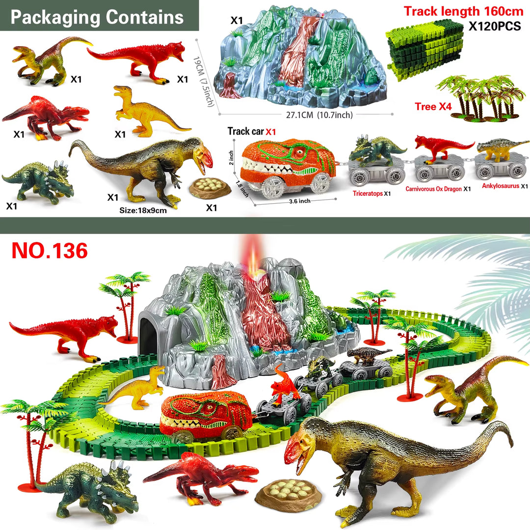 Dinosaur Toys for Kids Volcano, Climbing Track, Train Set