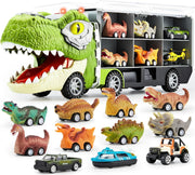 13 in 1 Dinosaur Toys for Kids 3-5, Dinosaur Truck with 12 Pull Back Cars