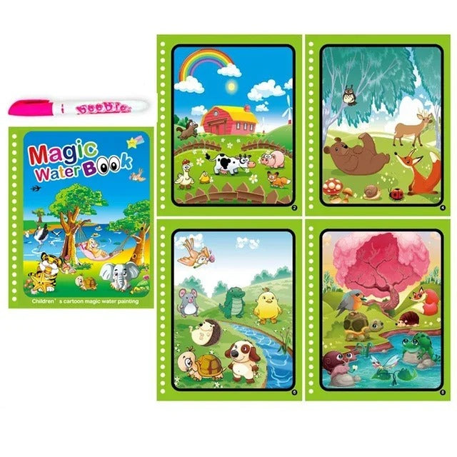 Magic Water Coloring Book with Pen for Kids Ages 2–4