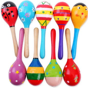 Montessori Wooden Baby Rattle Musical Toy - Colorful Shaker