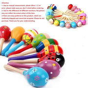 Montessori Wooden Baby Rattle Musical Toy - Colorful Shaker
