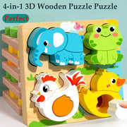 4-in-1 Wooden Animal Puzzles – Educational Toy for Kids
