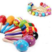 Montessori Wooden Baby Rattle Musical Toy - Colorful Shaker