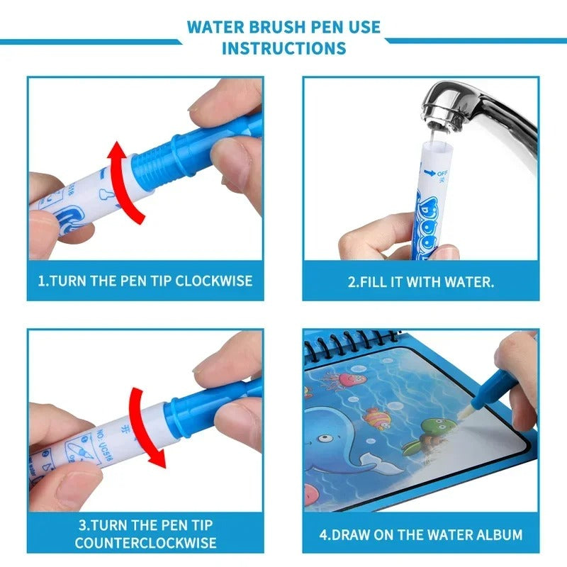 Magic Water Coloring Book with Pen for Kids Ages 2–4