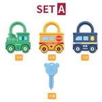 Load image into Gallery viewer, Montessori Lock &amp; Key Toy Set – Car Train Learning Fun
