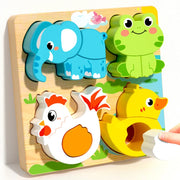 4-in-1 Wooden Animal Puzzles – Educational Toy for Kids